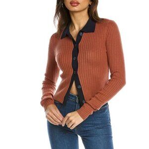 rag & bone Rust and Navy Ribbed Cardigan